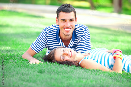 Young teen couple at outdoor