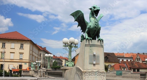 Dragon Bridge - secession monument, Ljubljana, Central Europe