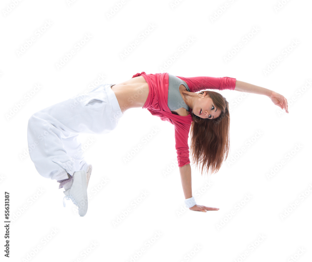 Young urban woman dancing on red background, modern slim hip-hop style  teenage girl 3568034 Stock Photo at Vecteezy