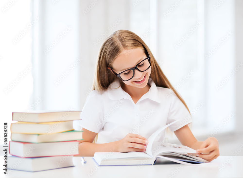 student girl studying at school student girl studying at school