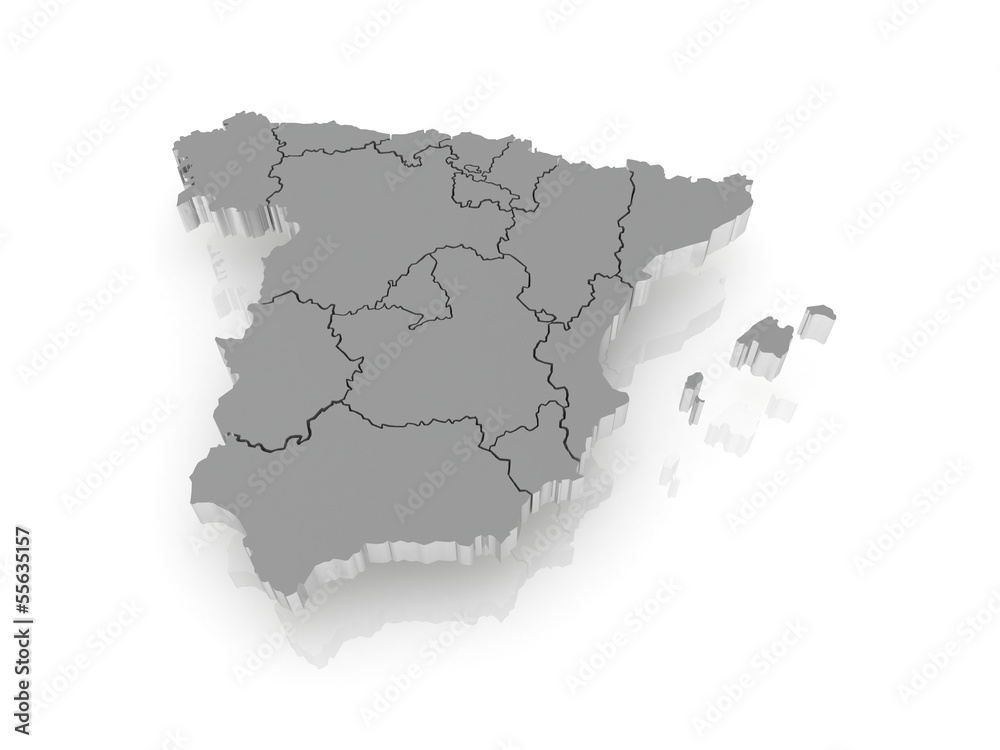 Fototapeta premium Three-dimensional map of Spain.