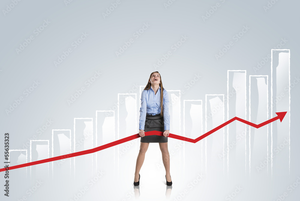 Woman with statistics curve