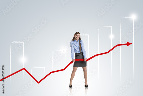 Woman with statistics curve