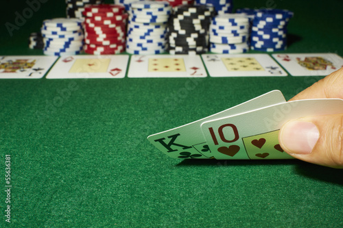 Poker, Show down, Tisch, Jeton, König-Zehn 2