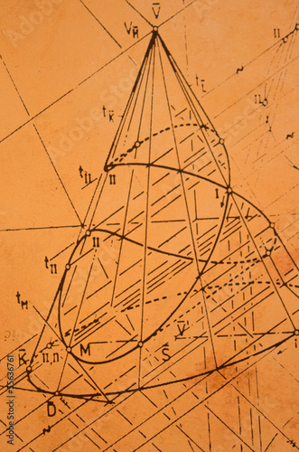 Old sketch from descriptive geometry