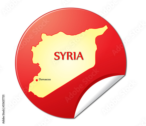 Syria map sticker isolated against white background