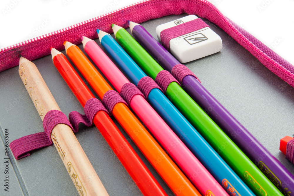 Fototapeta premium Pencil-case isolated on white