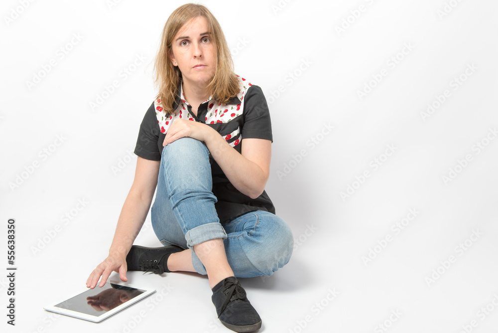 Fototapeta premium Woman with tablet