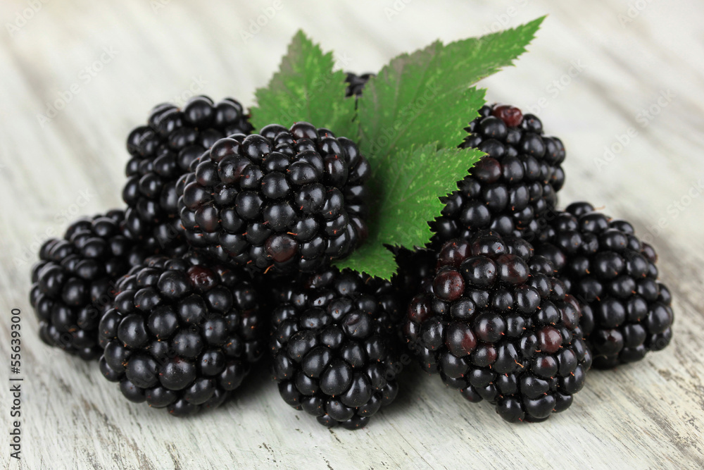 Sweet blackberries on table close-up Sweet blackberries on table close-up