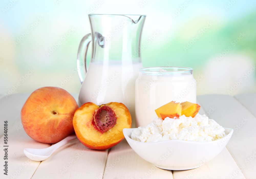 Fresh dairy products with peaches