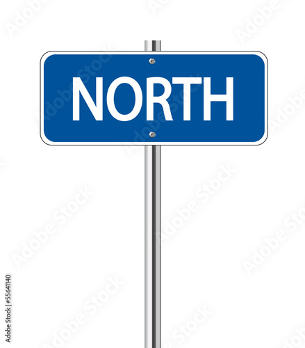 North blue traffic sign