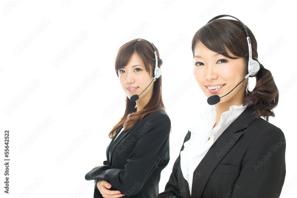 Beautiful asian business operator isolated on white background Beautiful asian business operator isolated on white background