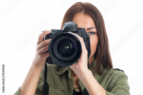 Brünette Frau mit Kamera © von Lieres