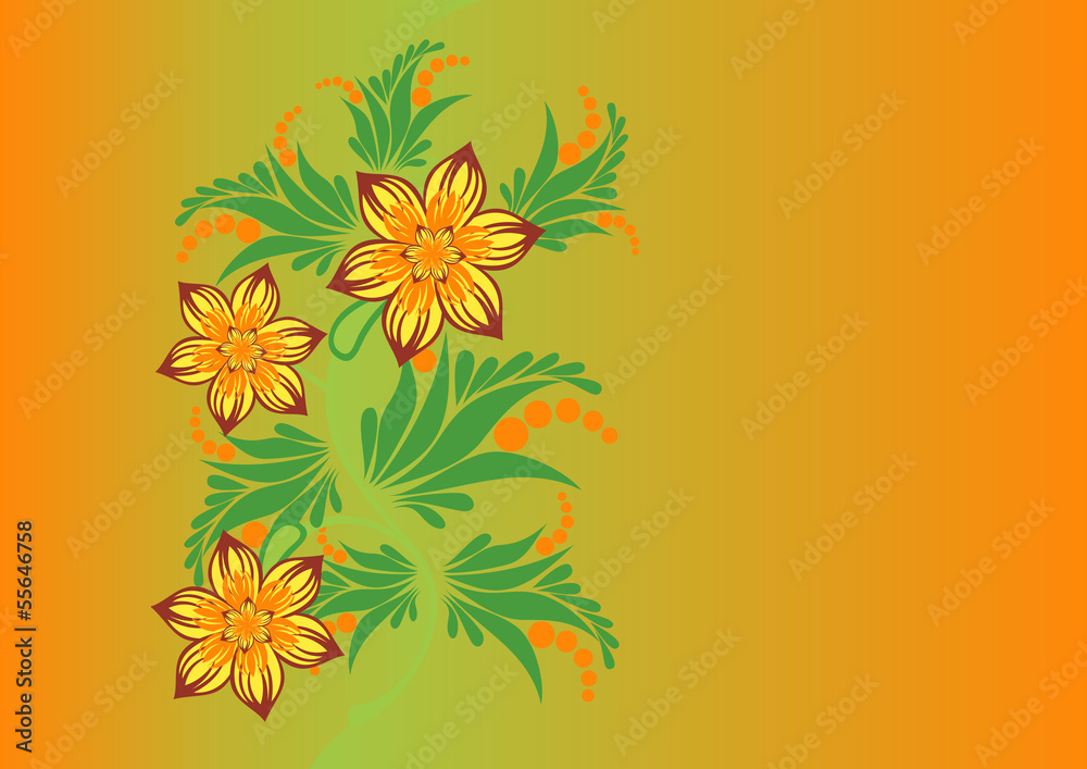 Illustration of abstract flowers with background