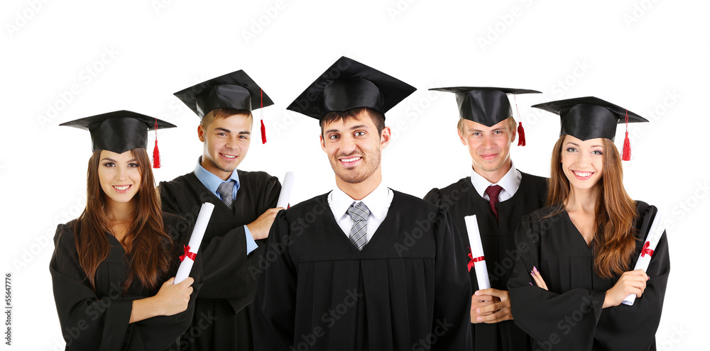Young graduates isolated on white Young graduates isolated on white