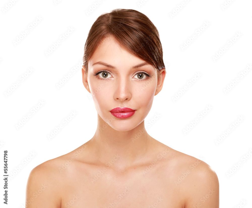 A beautiful woman, portrait isolated on white background A beautiful woman, portrait isolated on white background