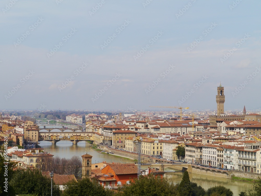 Panoramic view on Florence in Tuscany in Italy