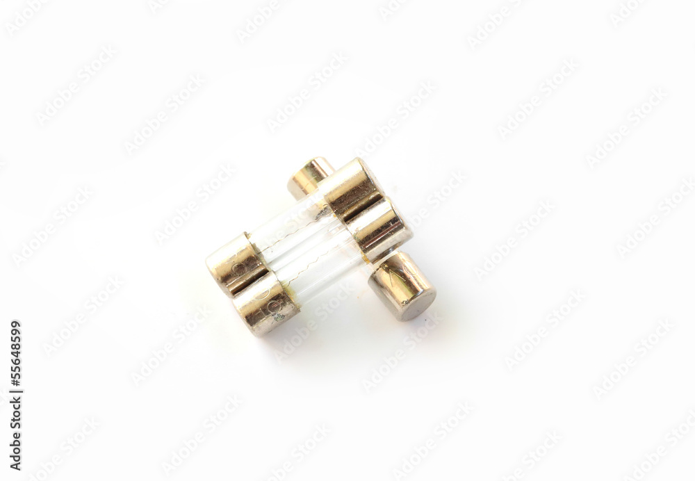 Electrical fuse isolated white background