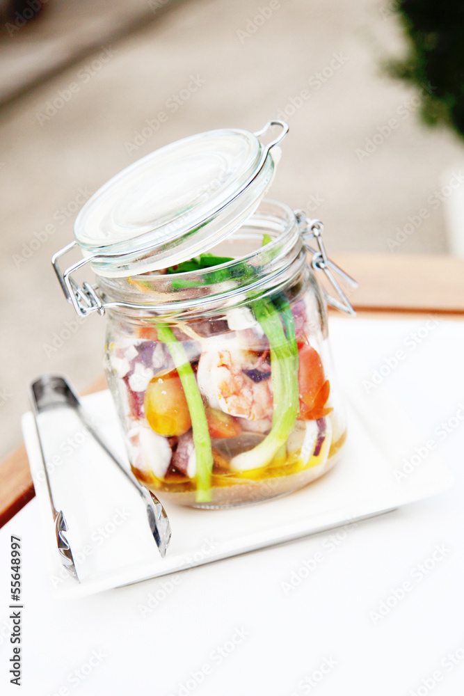 Seafood in a jar. Seafood in a jar.