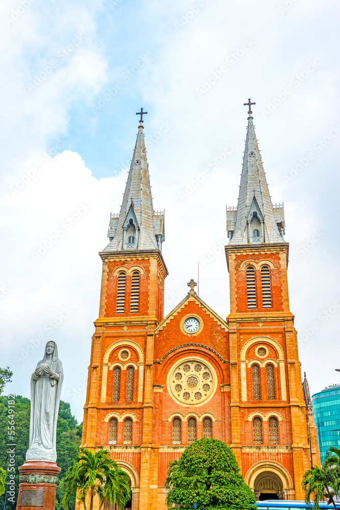 Scenic view of the Notre-Dame Saigon Basilica in Vietnam