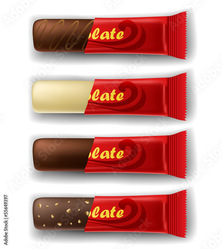 Chocolate bar in package set