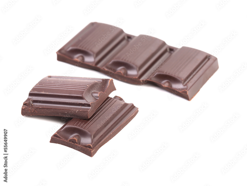 Dark chocolate bars isolated on white background Dark chocolate bars isolated on white background