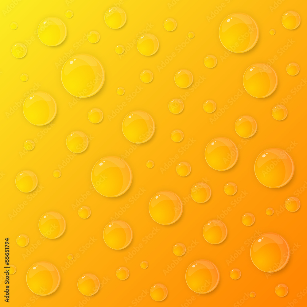 Water drops on yellow background. Vector illustration. Water drops on yellow background. Vector illustration.