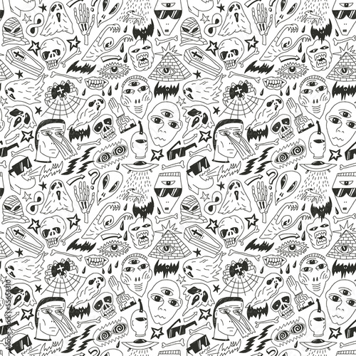 Halloween , evil , monsters - seamless background