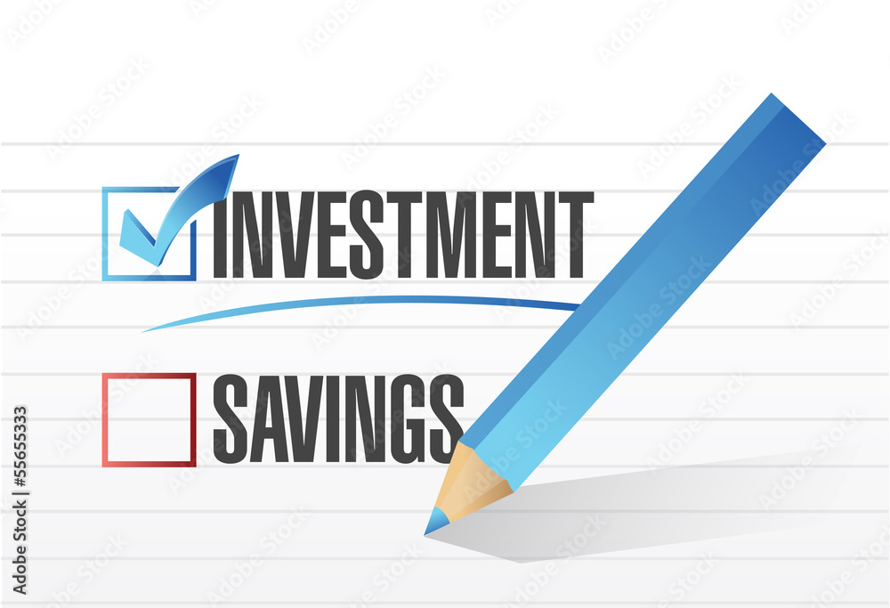 investment over savings. checkmark illustration investment over savings. checkmark illustration