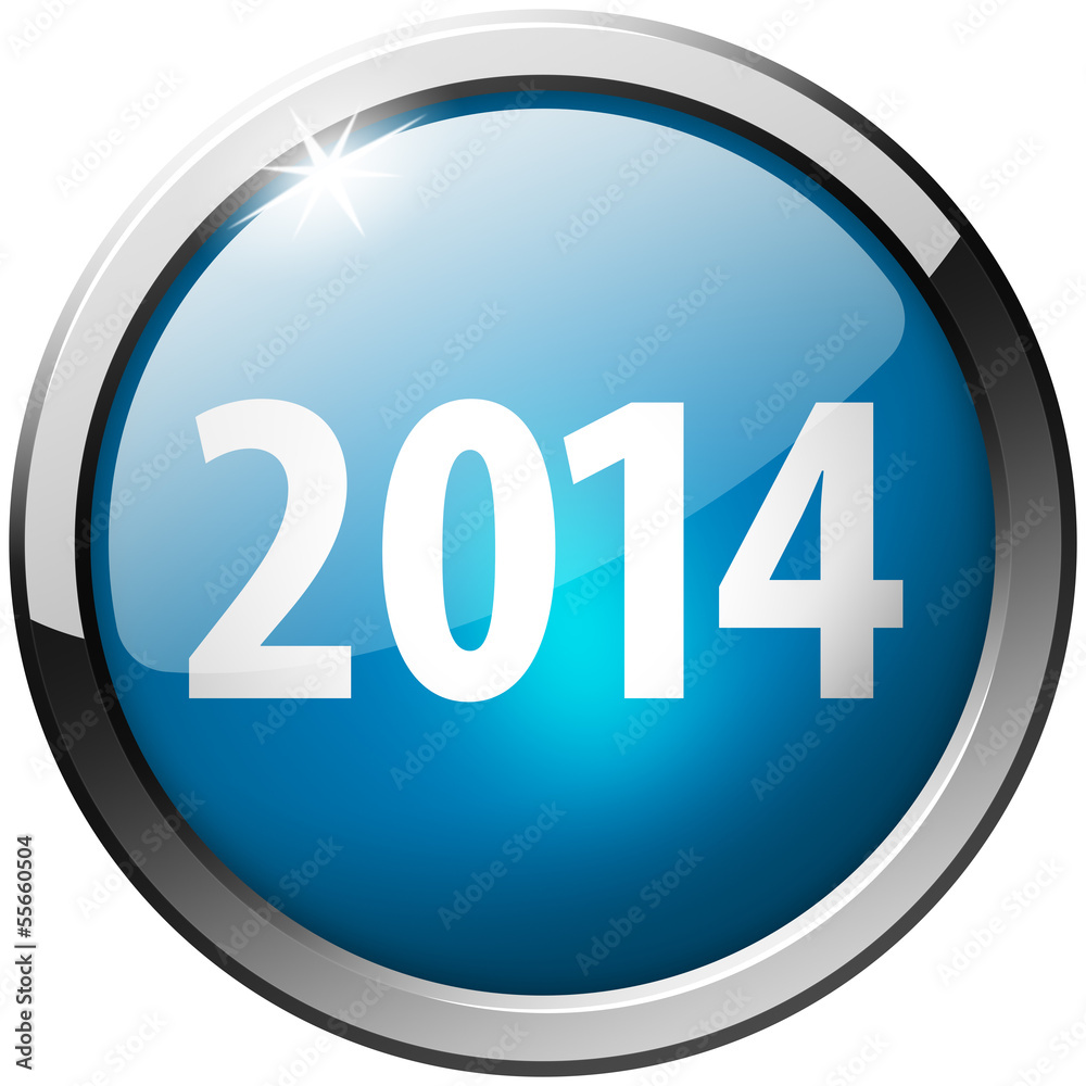 2014 Round Blue silver Glass Shiny realistic Button 2014 Round Blue silver Glass Shiny realistic Button