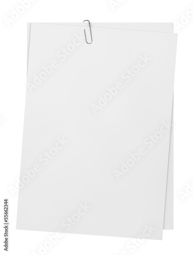 Sheets of paper with clip