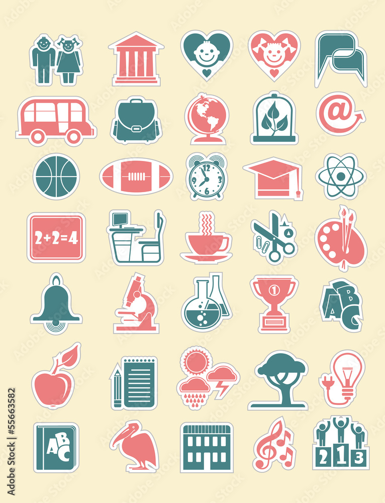 School and Education vector Icon Set. School and Education vector Icon Set.