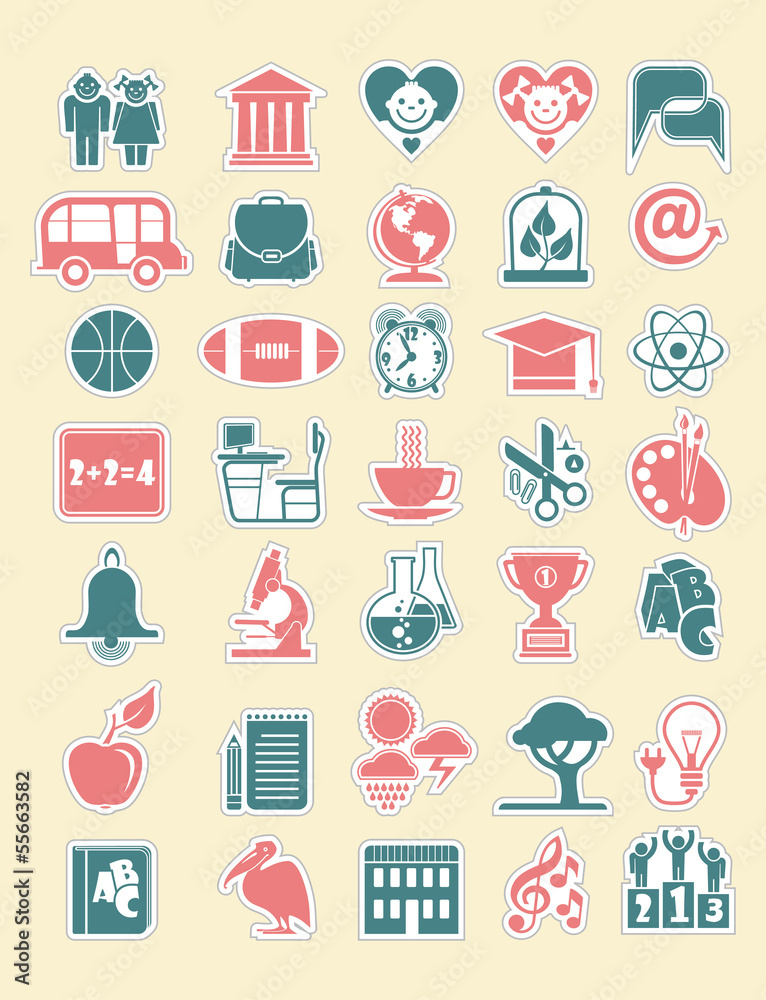 School and Education vector Icon Set.