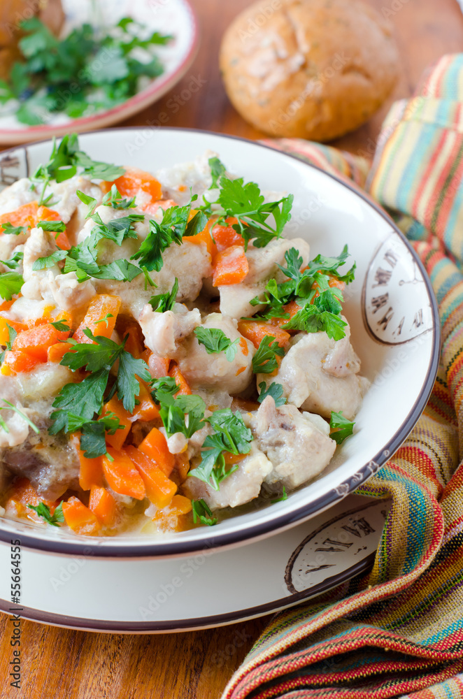 Rabbit stew with vegetables and sour cream Rabbit stew with vegetables and sour cream