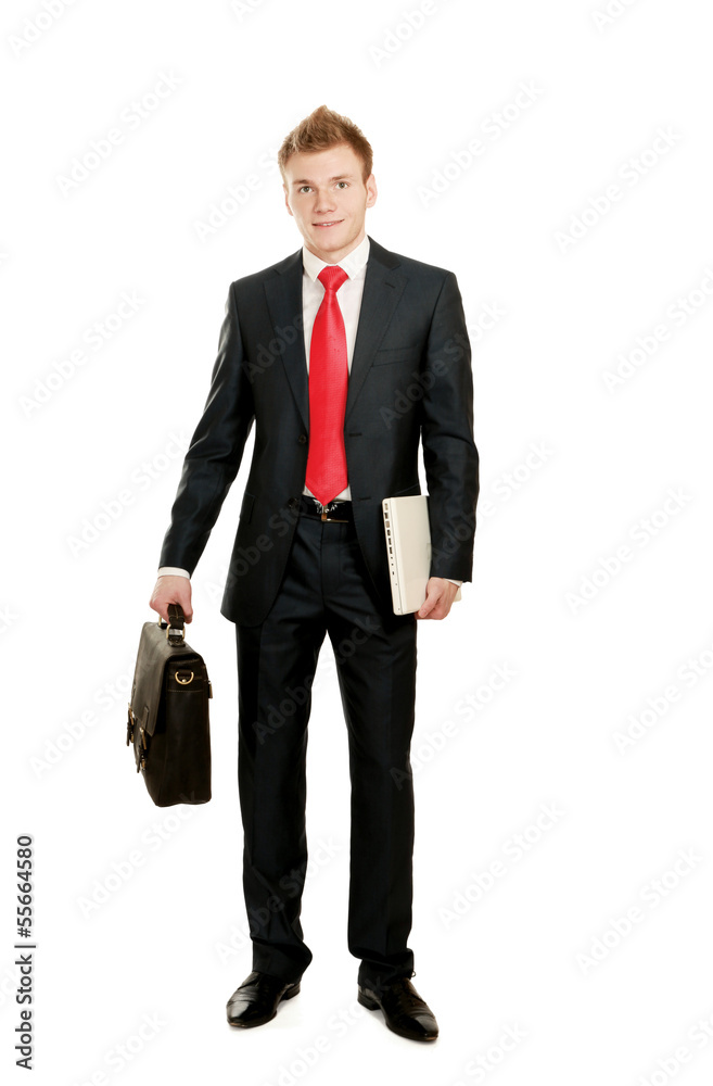 Portrait of successful business man with bag Portrait of successful business man with bag