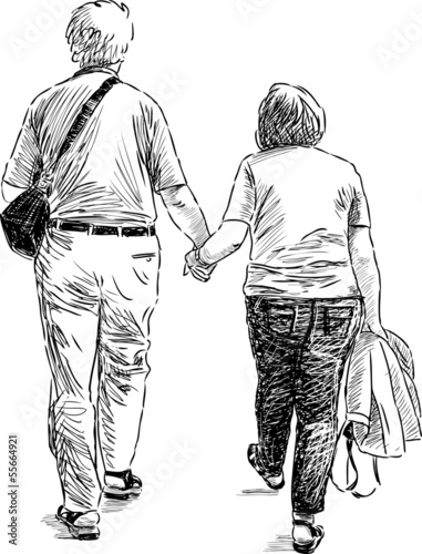 elderly couple at walk