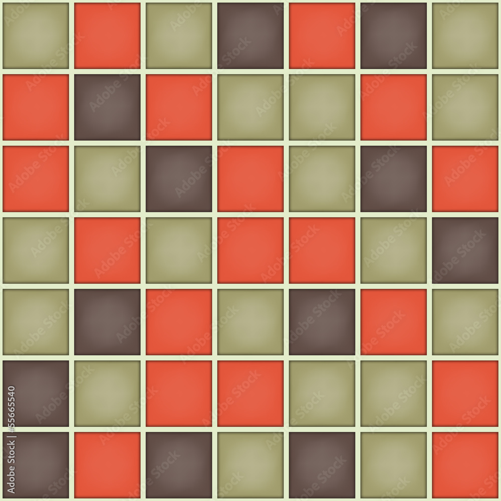Geometrical  Square Pattern Red Gray