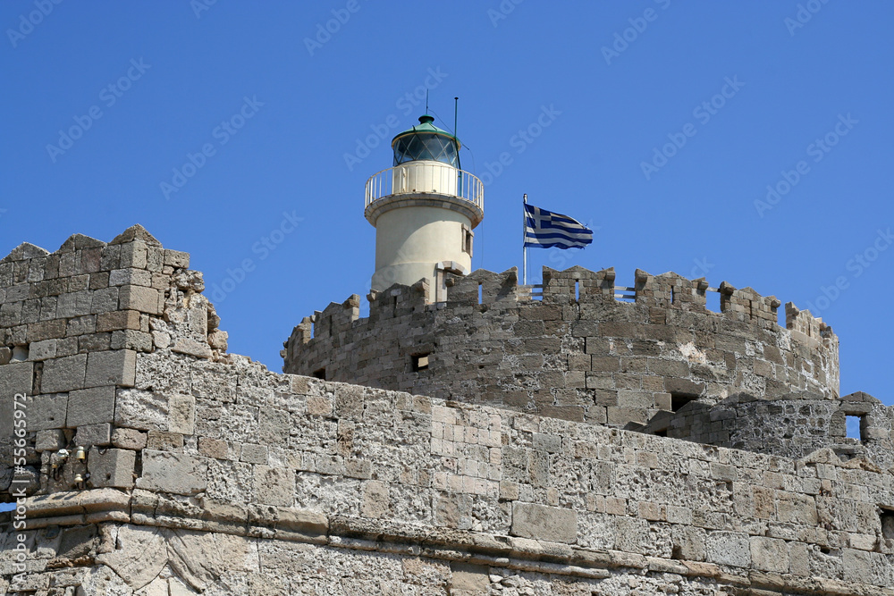 St. Nicholas lighthouse at Rhodes island, Greece