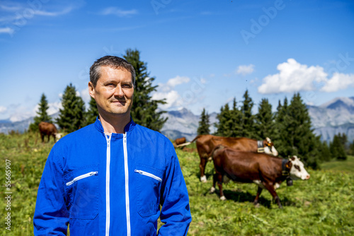 Tablou canvas Herdsman and cows
