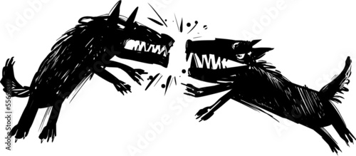 fighting wolves illustration