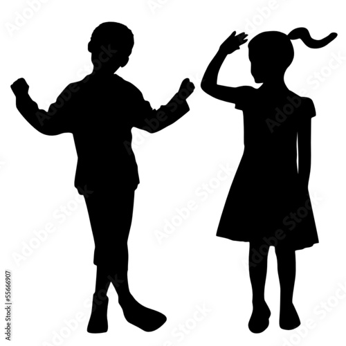 Silhouettes of boy and girl