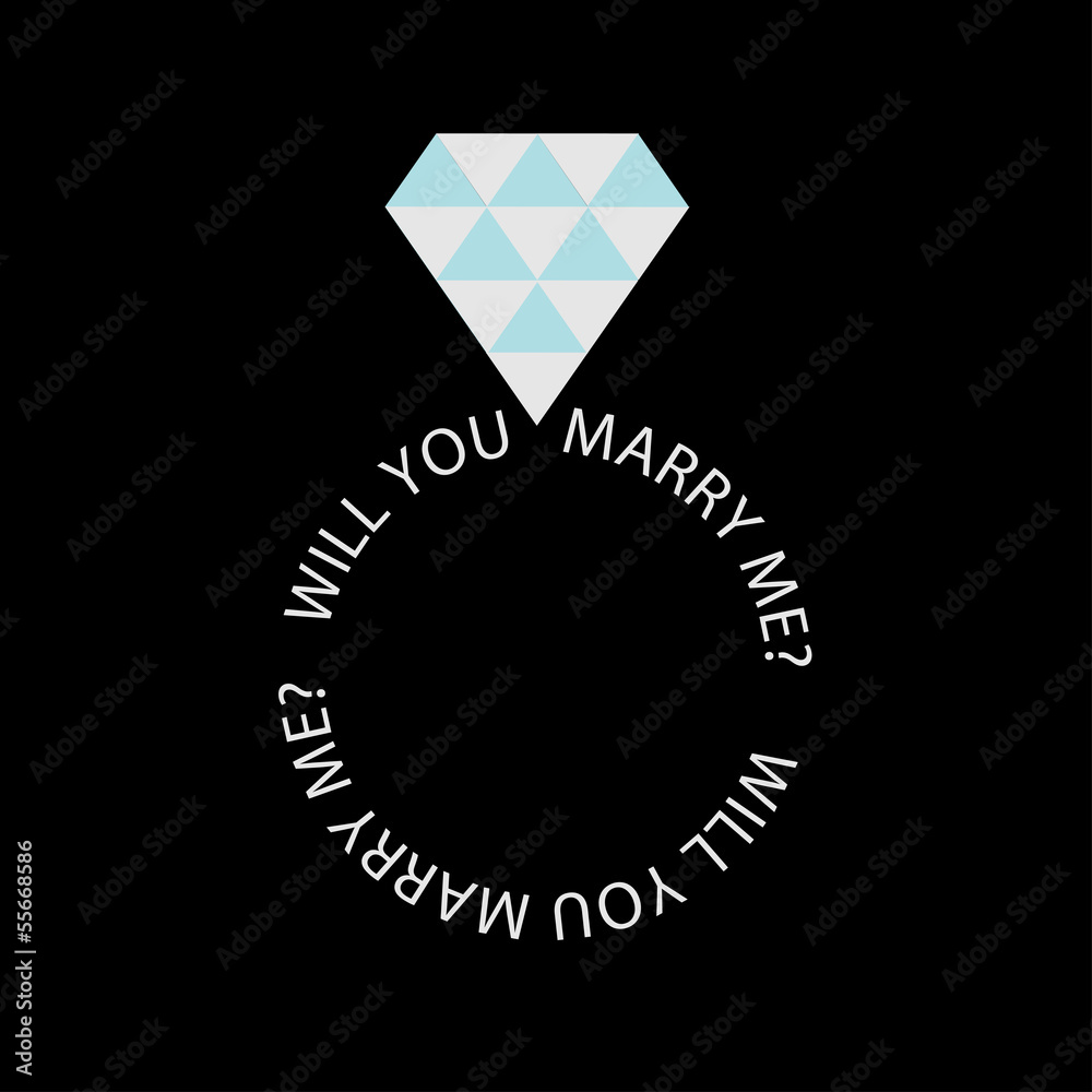 Obraz premium Wedding ring with diamond. Proposal card