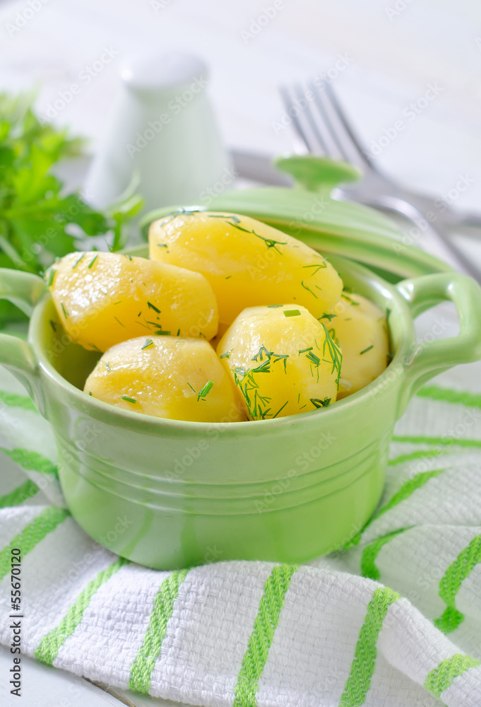 boiled potato in green bowl boiled potato in green bowl