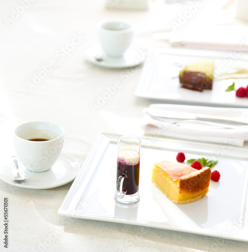 Tasty desserts on  white plate, at restaurant © Africa Studio