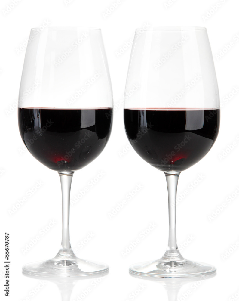 Wineglasses with red wine, isolated on white Wineglasses with red wine, isolated on white