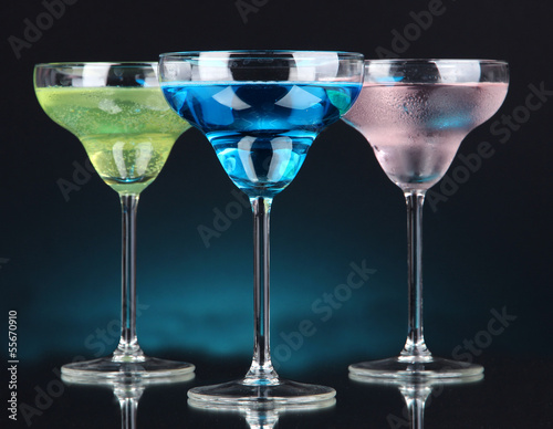 Cocktails on dark color background