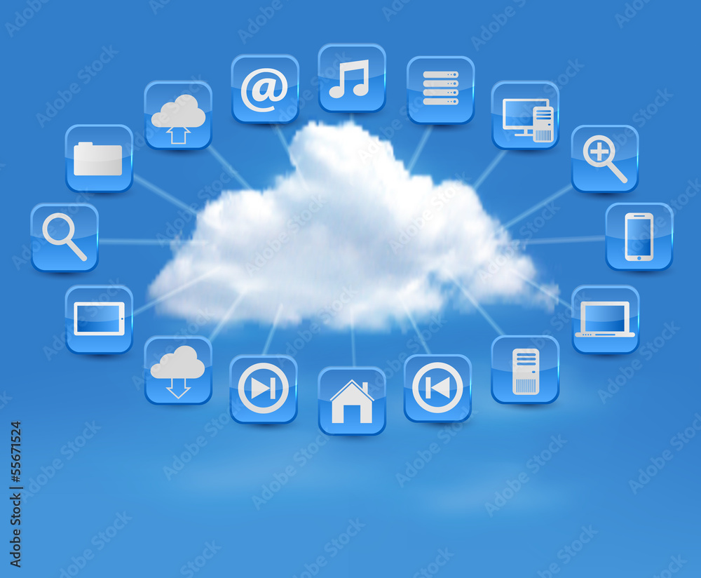 Cloud Computing concept background with icons. Vector illustrati Cloud Computing concept background with icons. Vector illustrati