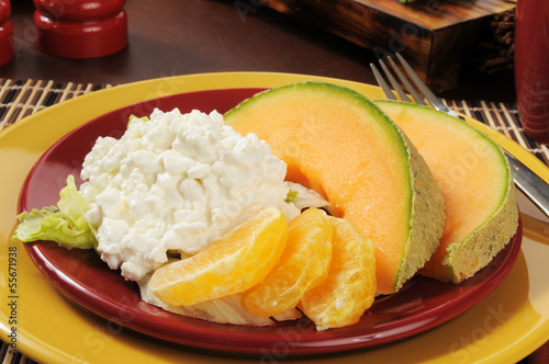 Cottage Cheese with Cantaloupe and Oranges