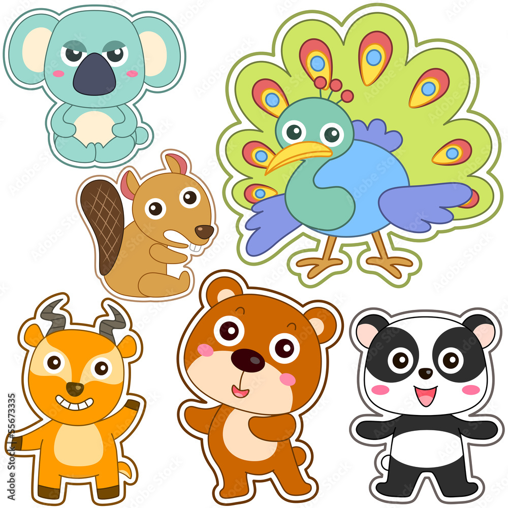 cute cartoon animal set