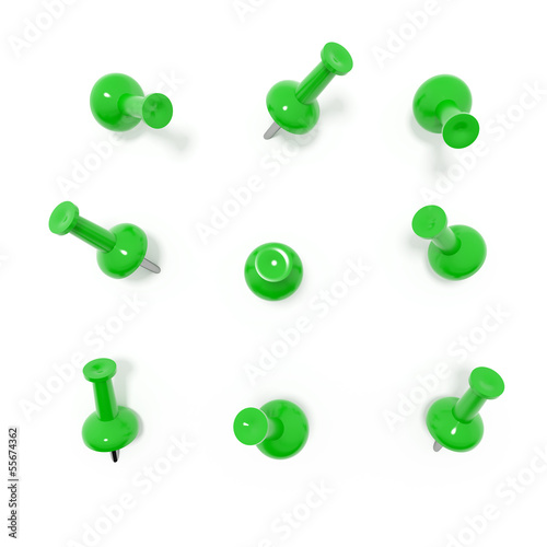 Thumbtacks from different angles green